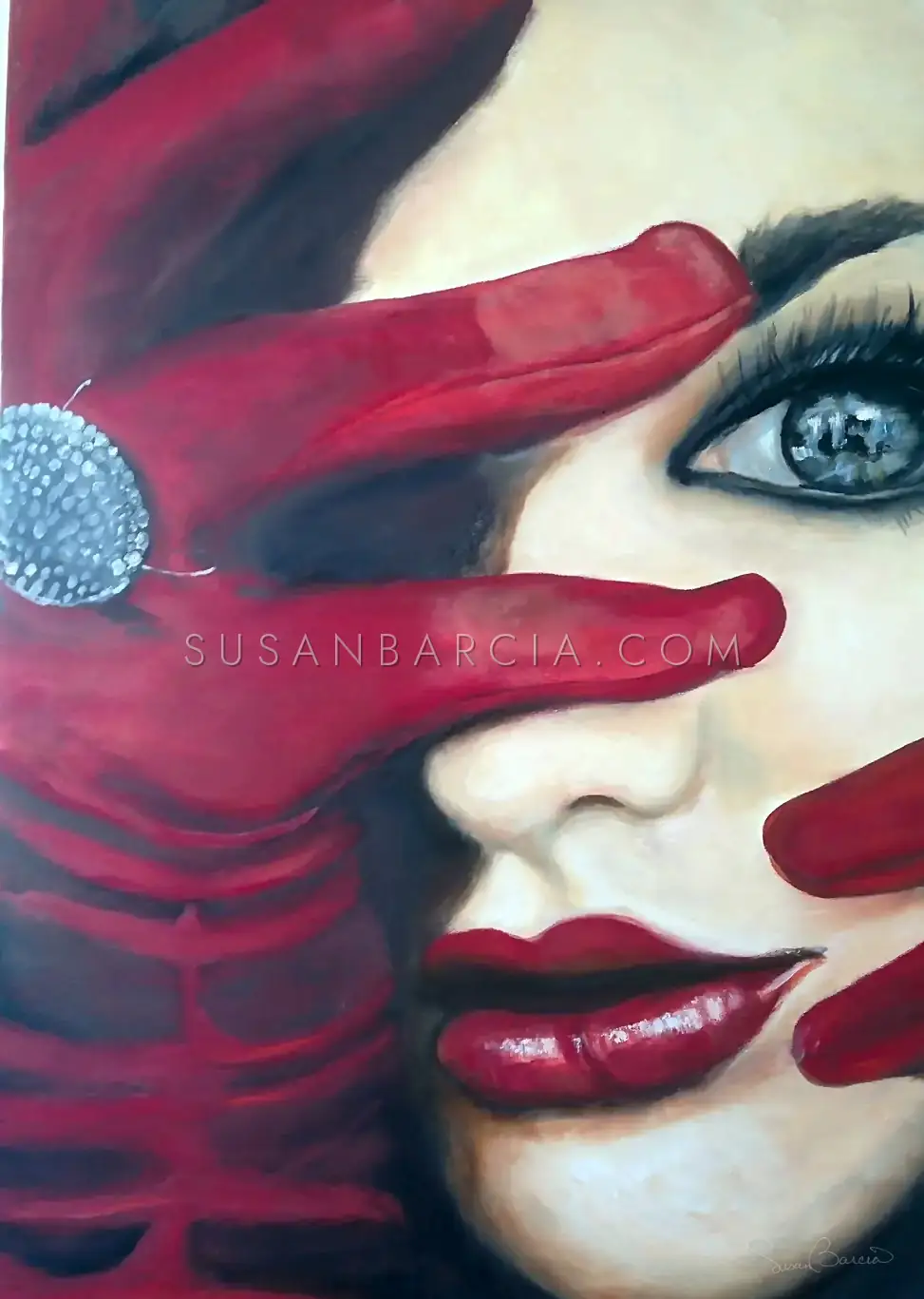 Crimson Veil — original painting by Susan Barcia