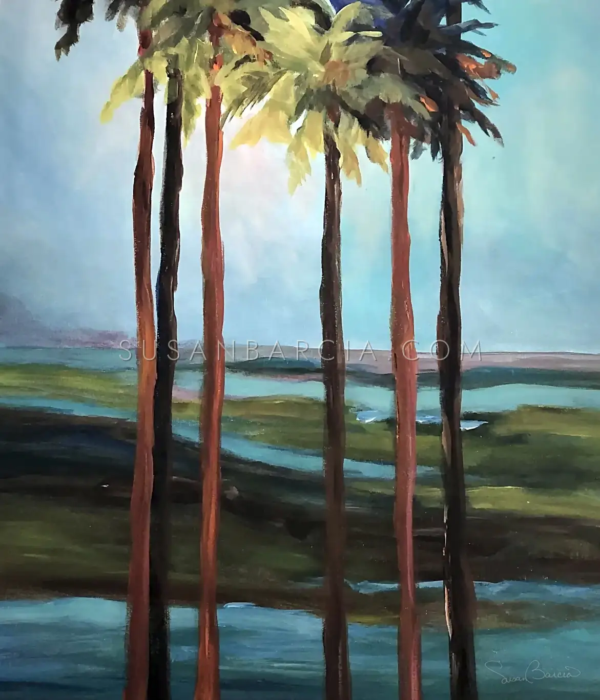 Five Palms — original painting by Susan Barcia