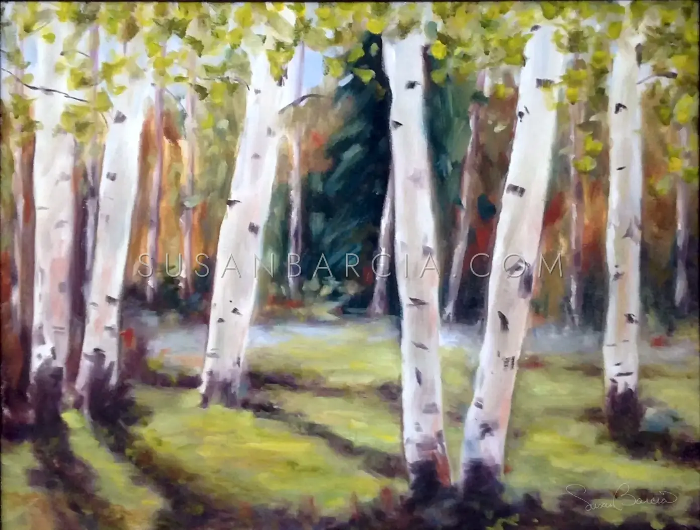 Birch Light — original painting by Susan Barcia