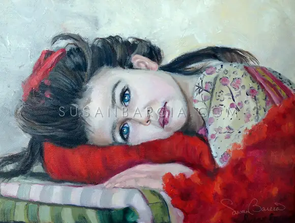 Red Ribbon — original painting by Susan Barcia