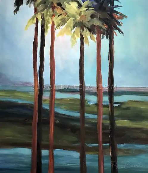 Five Palms — original painting by Susan Barcia